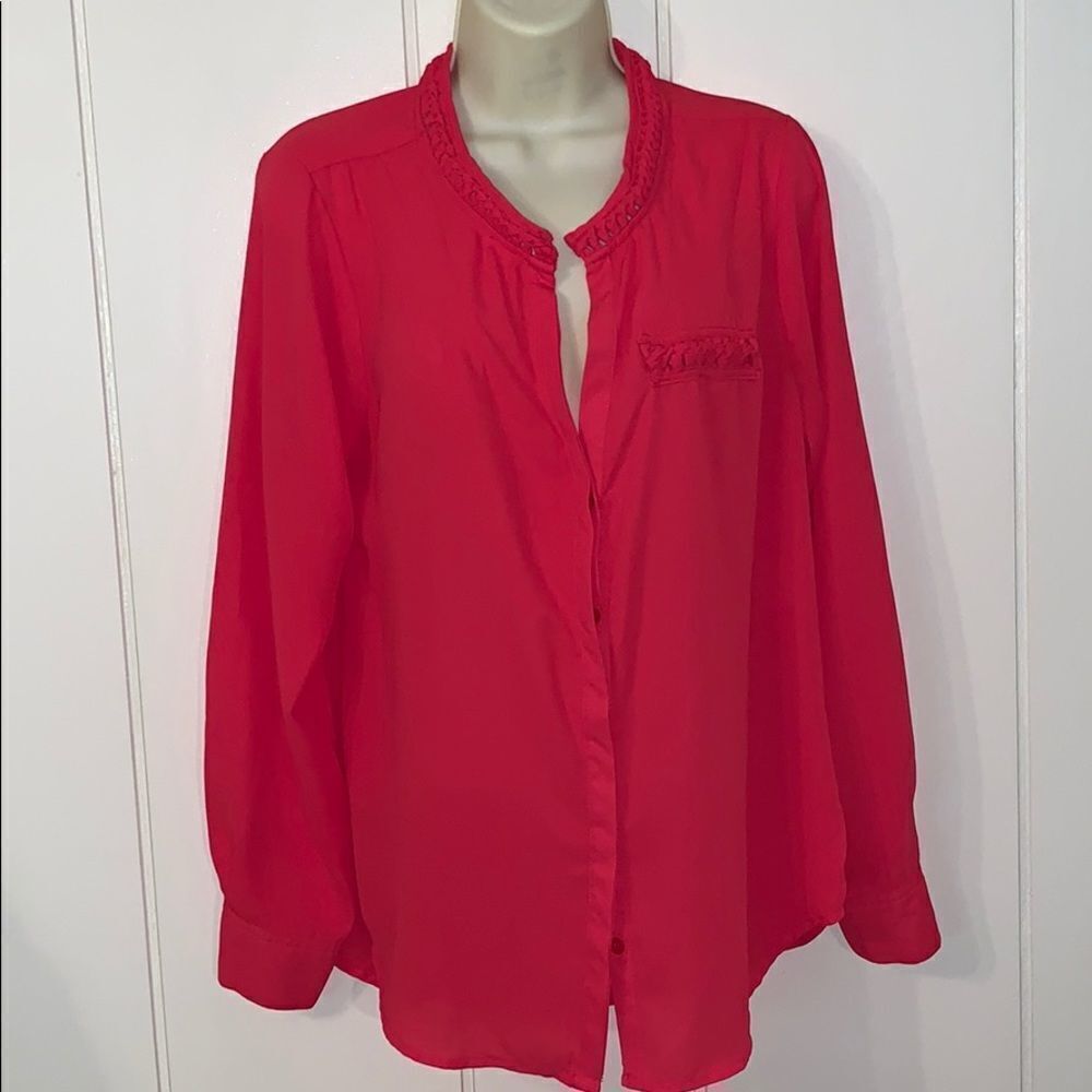 Gibson Latimer bright pink polyester blouse